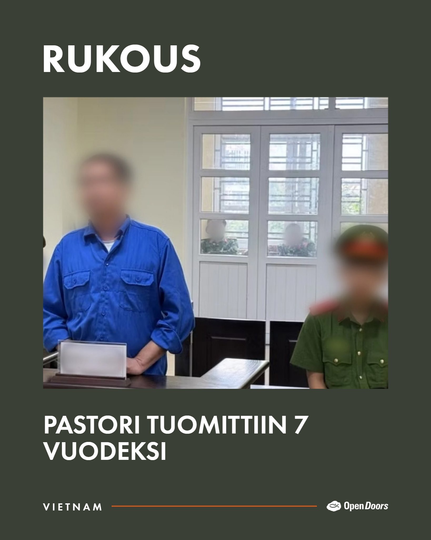 Vietnamilainen pastori tuomittiin yli seitsemäksi vuodeksi uskon puolustamisesta